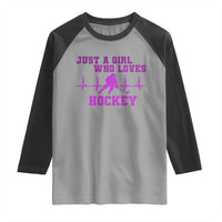 Funny Just A Girl Who Loves Hockey Raglan Shirt Gift For Women - Wonder Print Shop