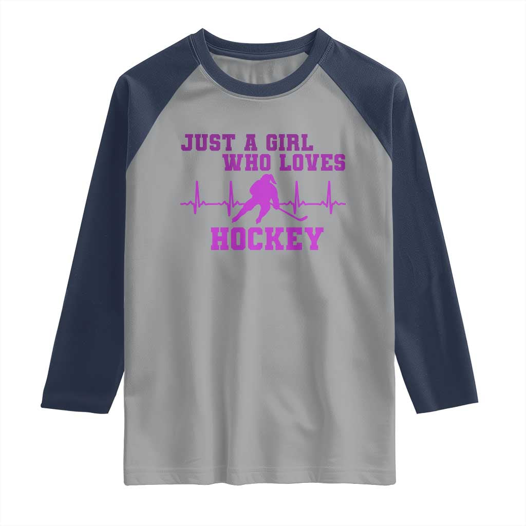 Funny Just A Girl Who Loves Hockey Raglan Shirt Gift For Women - Wonder Print Shop