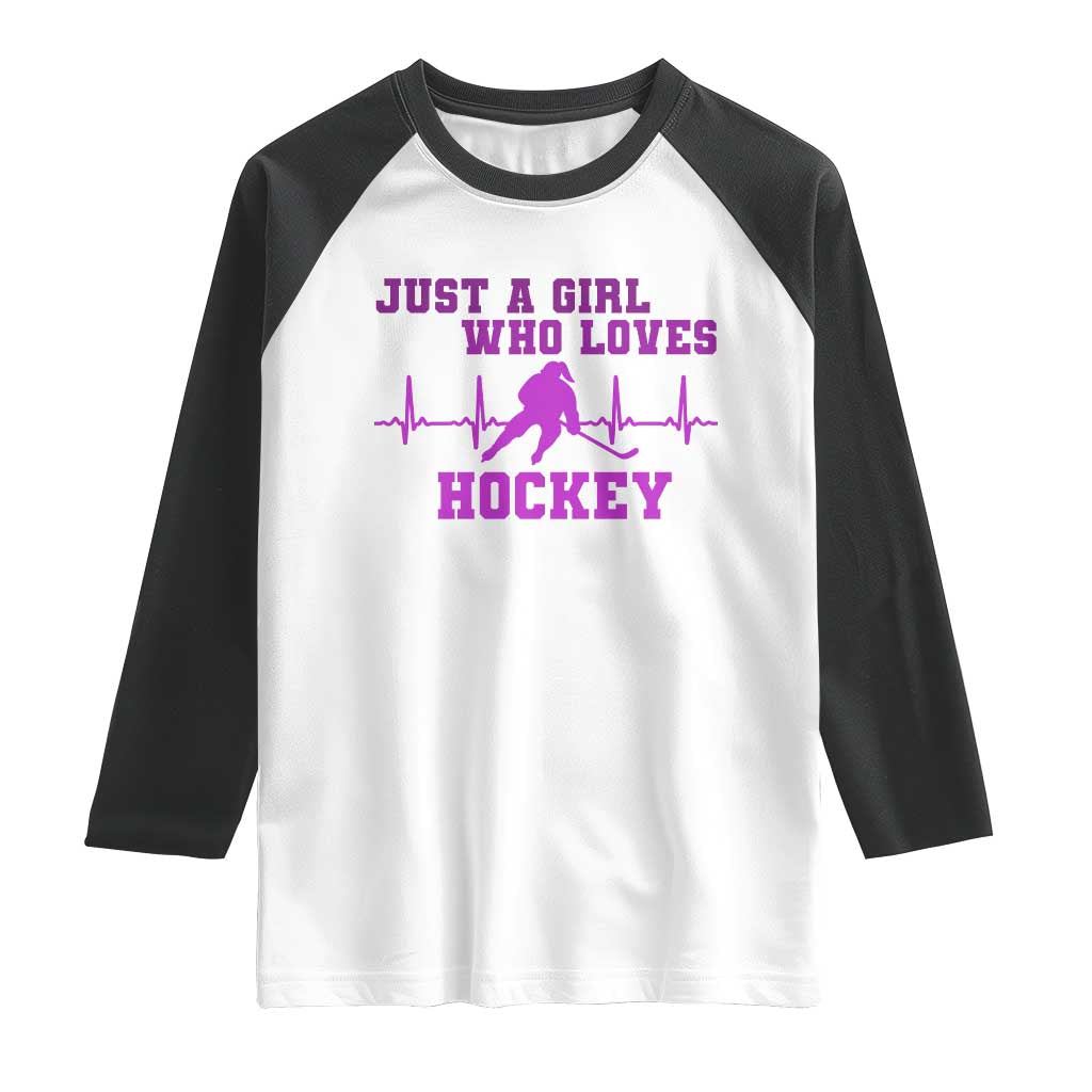 Funny Just A Girl Who Loves Hockey Raglan Shirt Gift For Women - Wonder Print Shop