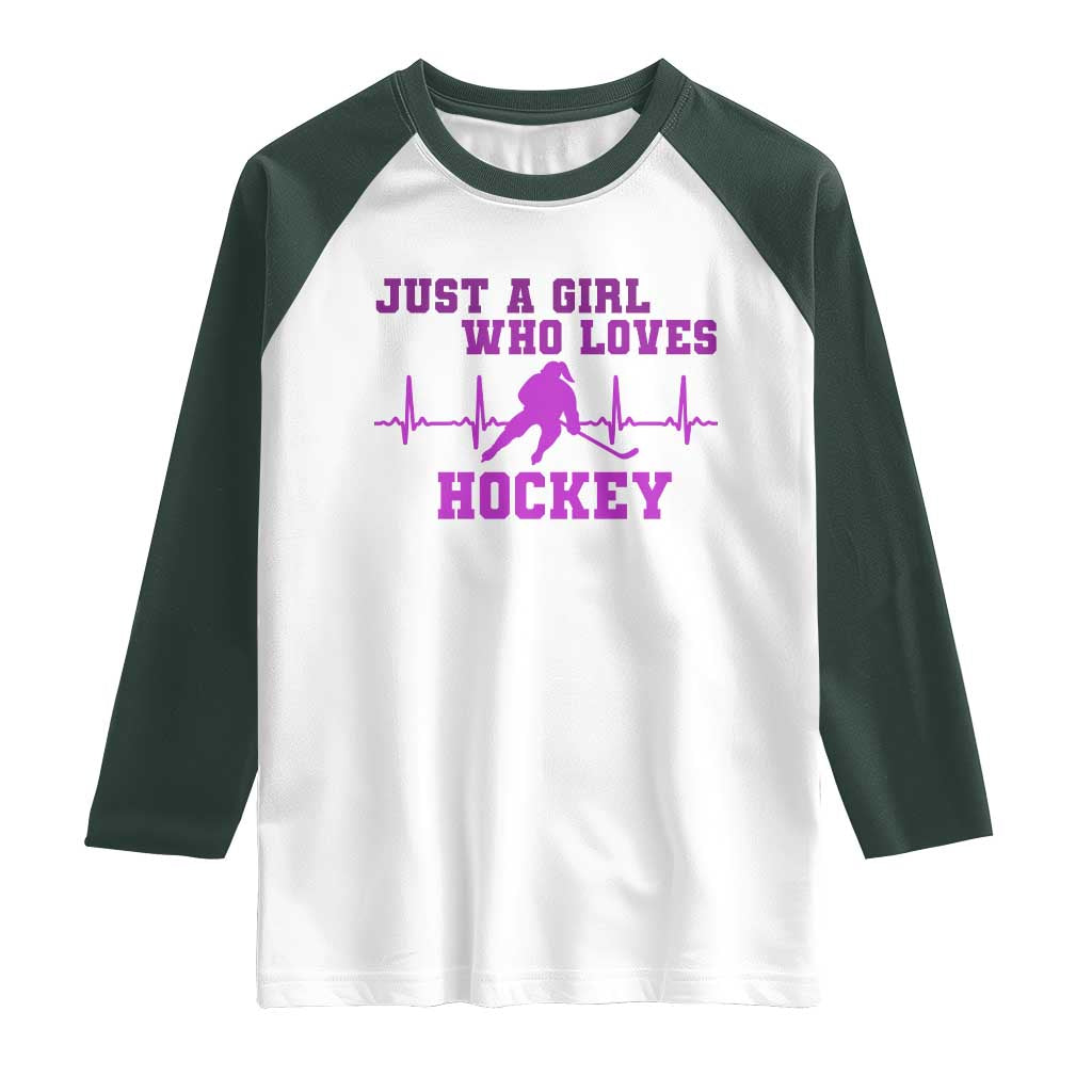 Funny Just A Girl Who Loves Hockey Raglan Shirt Gift For Women - Wonder Print Shop