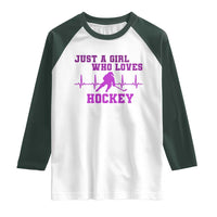 Funny Just A Girl Who Loves Hockey Raglan Shirt Gift For Women - Wonder Print Shop