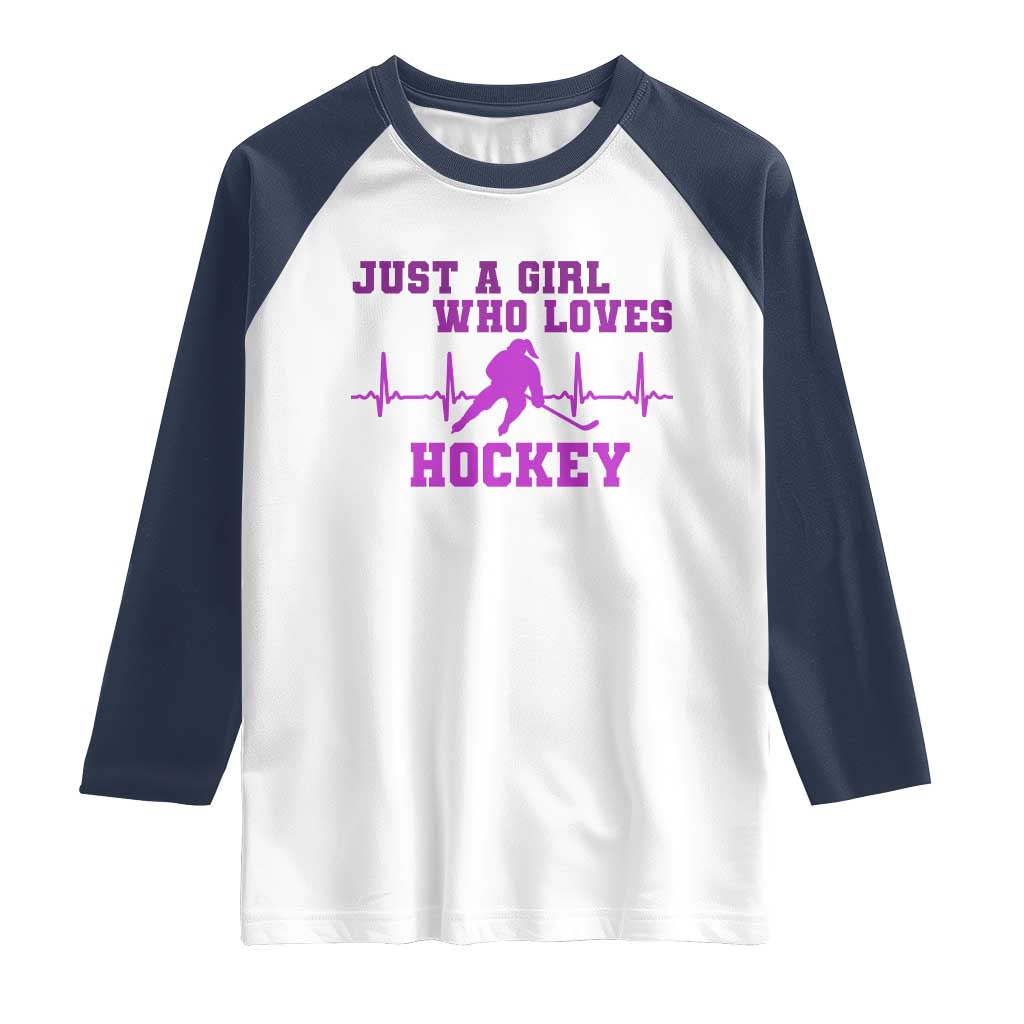 Funny Just A Girl Who Loves Hockey Raglan Shirt Gift For Women - Wonder Print Shop