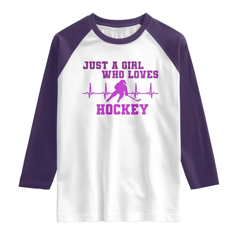 Funny Just A Girl Who Loves Hockey Raglan Shirt Gift For Women - Wonder Print Shop