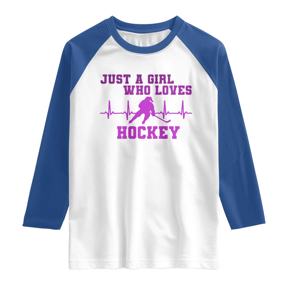 Funny Just A Girl Who Loves Hockey Raglan Shirt Gift For Women - Wonder Print Shop