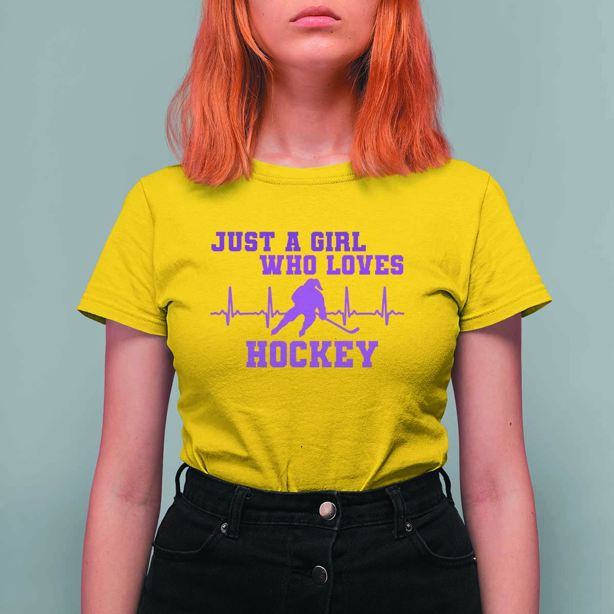 Funny Just A Girl Who Loves Hockey T Shirt For Women Gift For Women - Wonder Print Shop