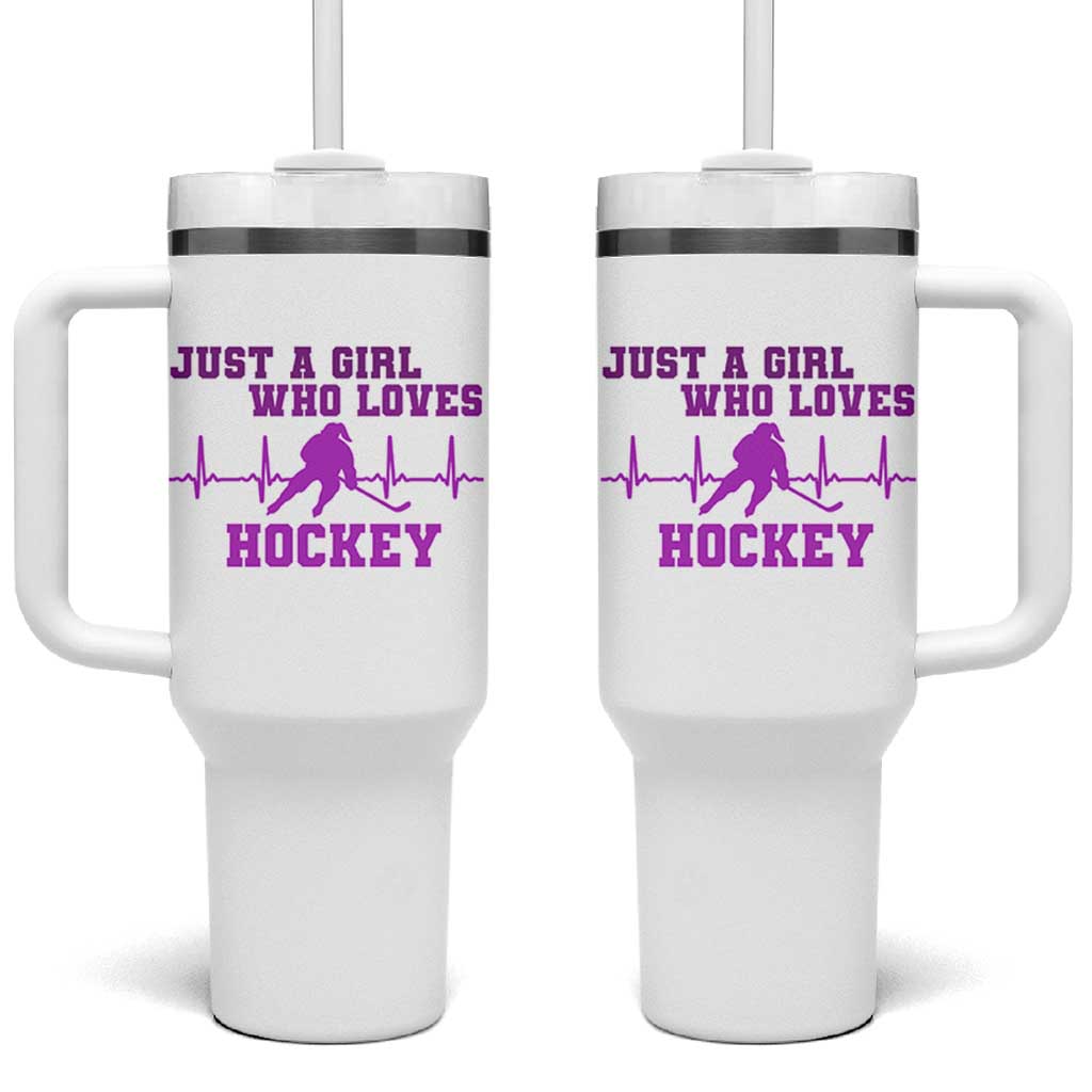 Funny Just A Girl Who Loves Hockey Tumbler With Handle Gift For Women - Wonder Print Shop