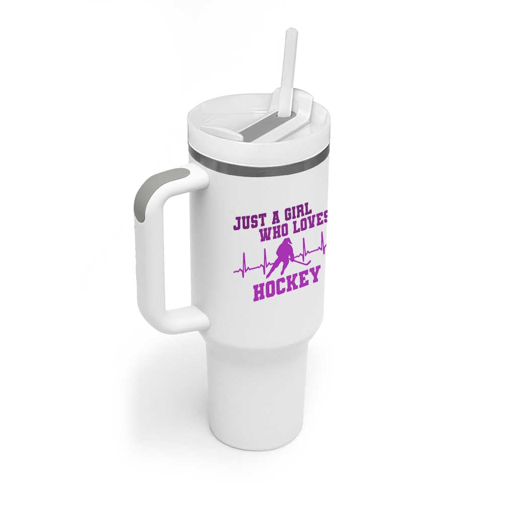 Funny Just A Girl Who Loves Hockey Tumbler With Handle Gift For Women - Wonder Print Shop
