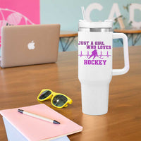 Funny Just A Girl Who Loves Hockey Tumbler With Handle Gift For Women - Wonder Print Shop