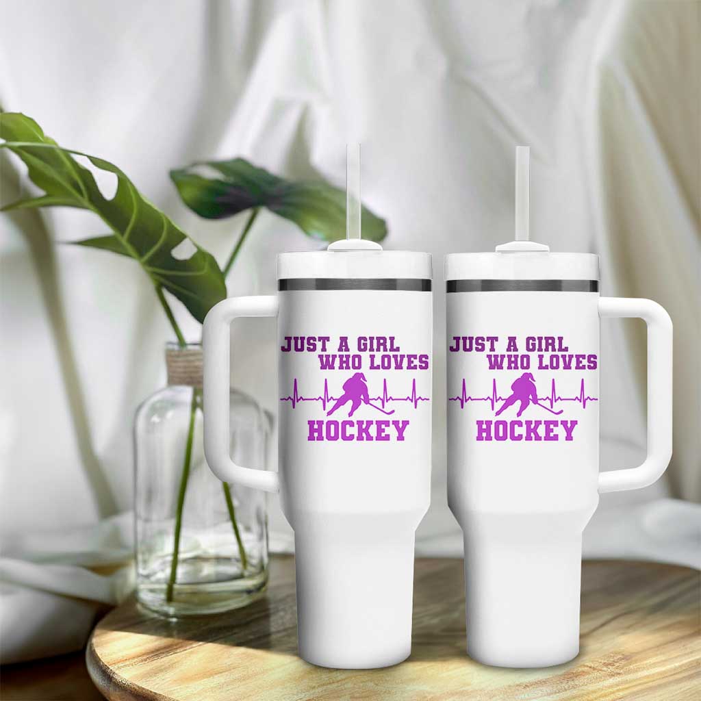 Funny Just A Girl Who Loves Hockey Tumbler With Handle Gift For Women - Wonder Print Shop