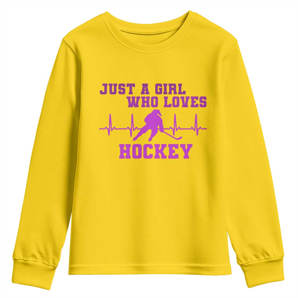 Funny Just A Girl Who Loves Hockey Youth Sweatshirt Gift For Women - Wonder Print Shop