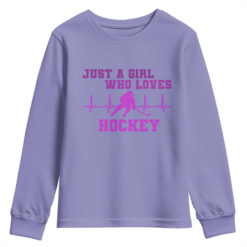 Funny Just A Girl Who Loves Hockey Youth Sweatshirt Gift For Women - Wonder Print Shop