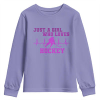 Funny Just A Girl Who Loves Hockey Youth Sweatshirt Gift For Women - Wonder Print Shop