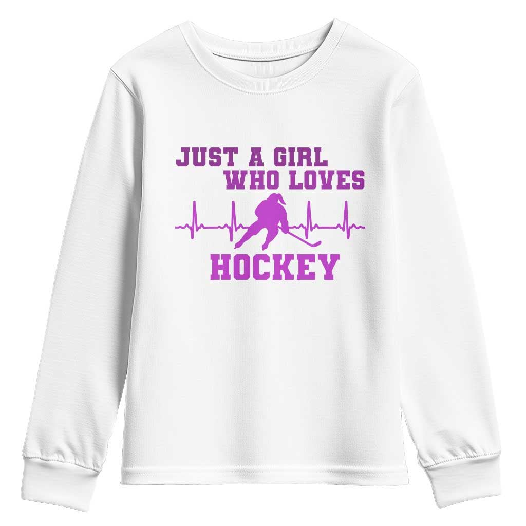 Funny Just A Girl Who Loves Hockey Youth Sweatshirt Gift For Women - Wonder Print Shop