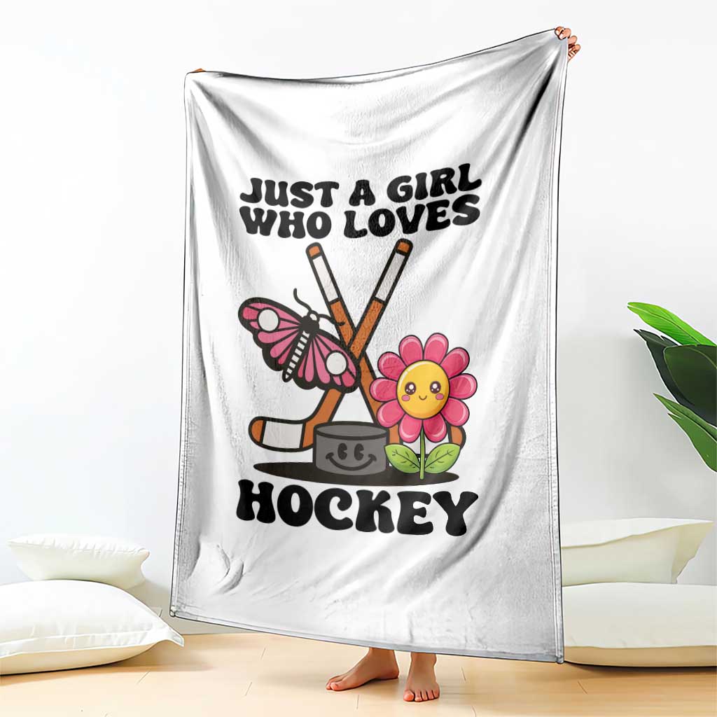 Just A Girl Who Loves Ice Hockey Throw Blanket Sports Lover Gift - Wonder Print Shop