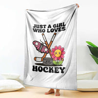 Just A Girl Who Loves Ice Hockey Throw Blanket Sports Lover Gift - Wonder Print Shop