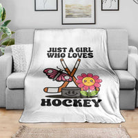 Just A Girl Who Loves Ice Hockey Throw Blanket Sports Lover Gift - Wonder Print Shop
