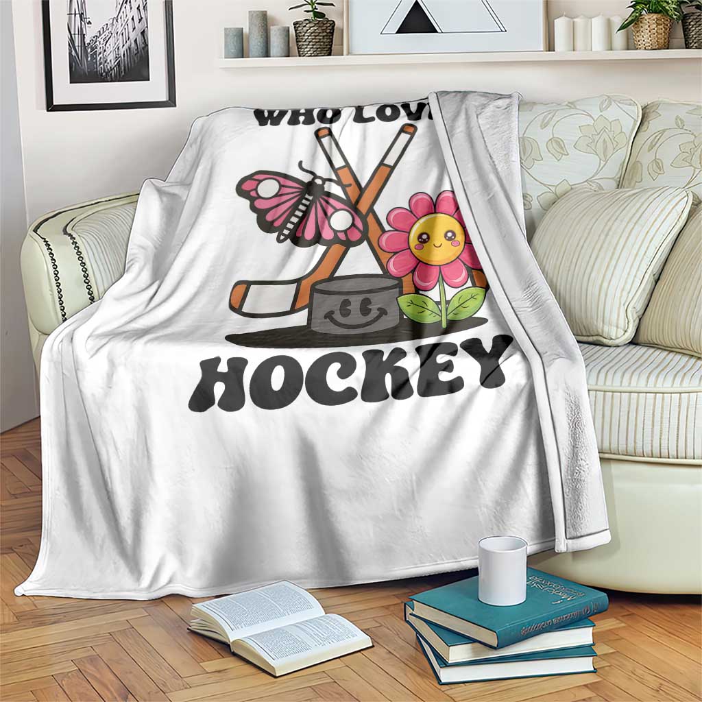 Just A Girl Who Loves Ice Hockey Throw Blanket Sports Lover Gift - Wonder Print Shop