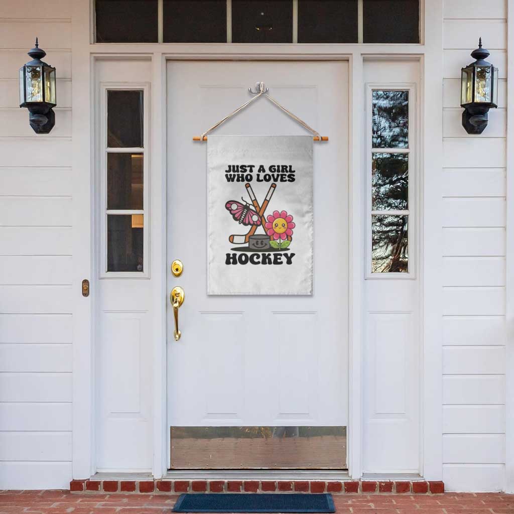 Just A Girl Who Loves Ice Hockey Garden Flag Sports Lover Gift - Wonder Print Shop