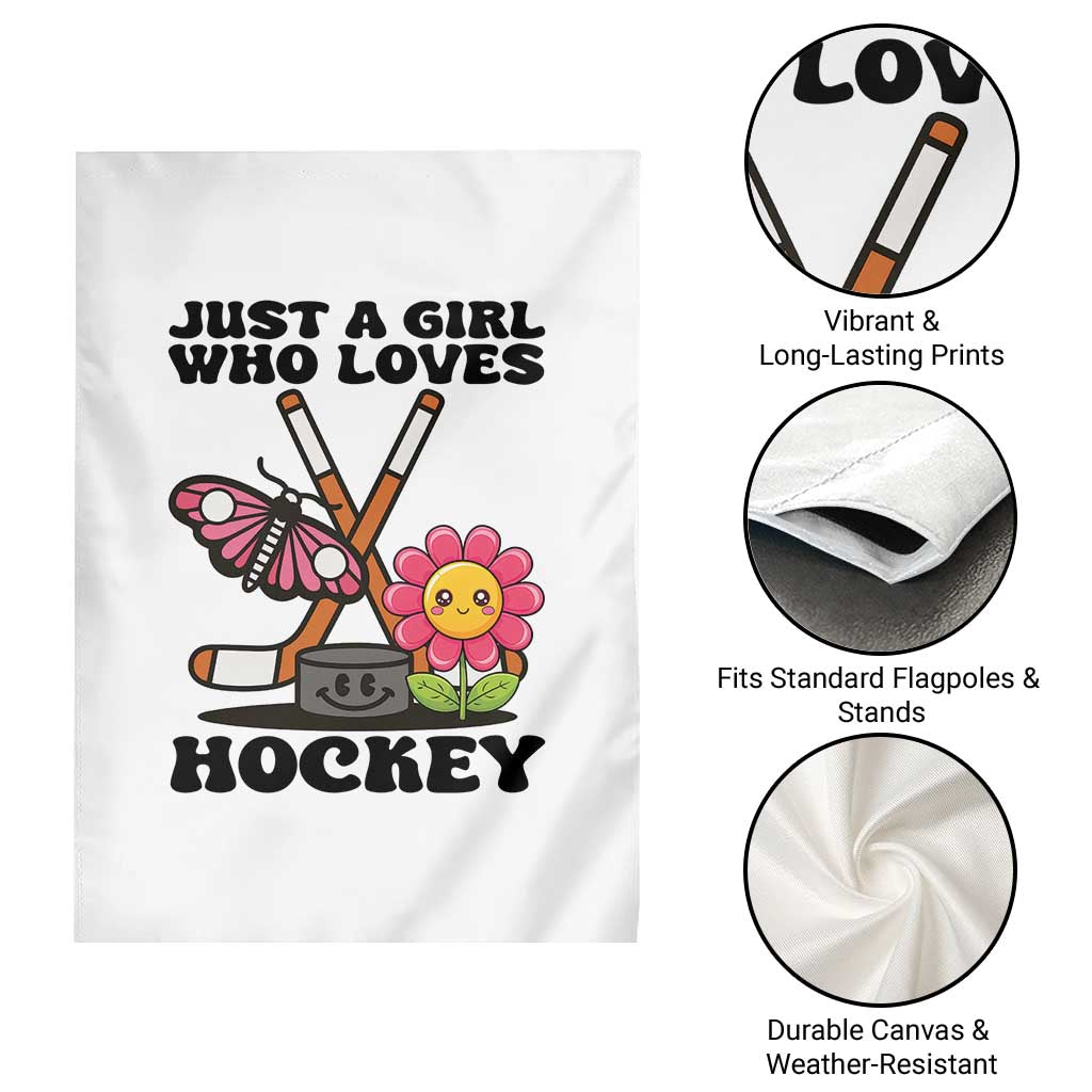 Just A Girl Who Loves Ice Hockey Garden Flag Sports Lover Gift - Wonder Print Shop