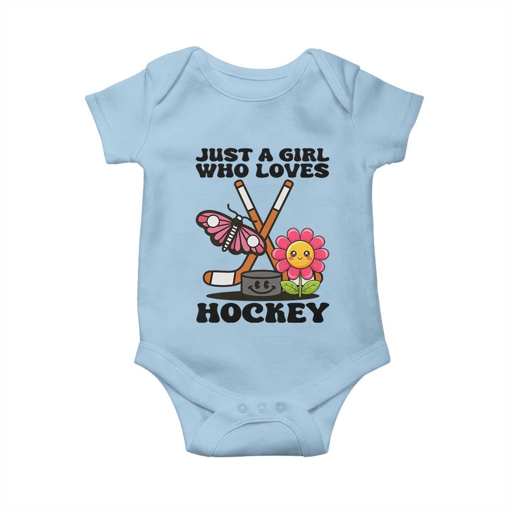 Just A Girl Who Loves Ice Hockey Baby Onesie Sports Lover Gift - Wonder Print Shop