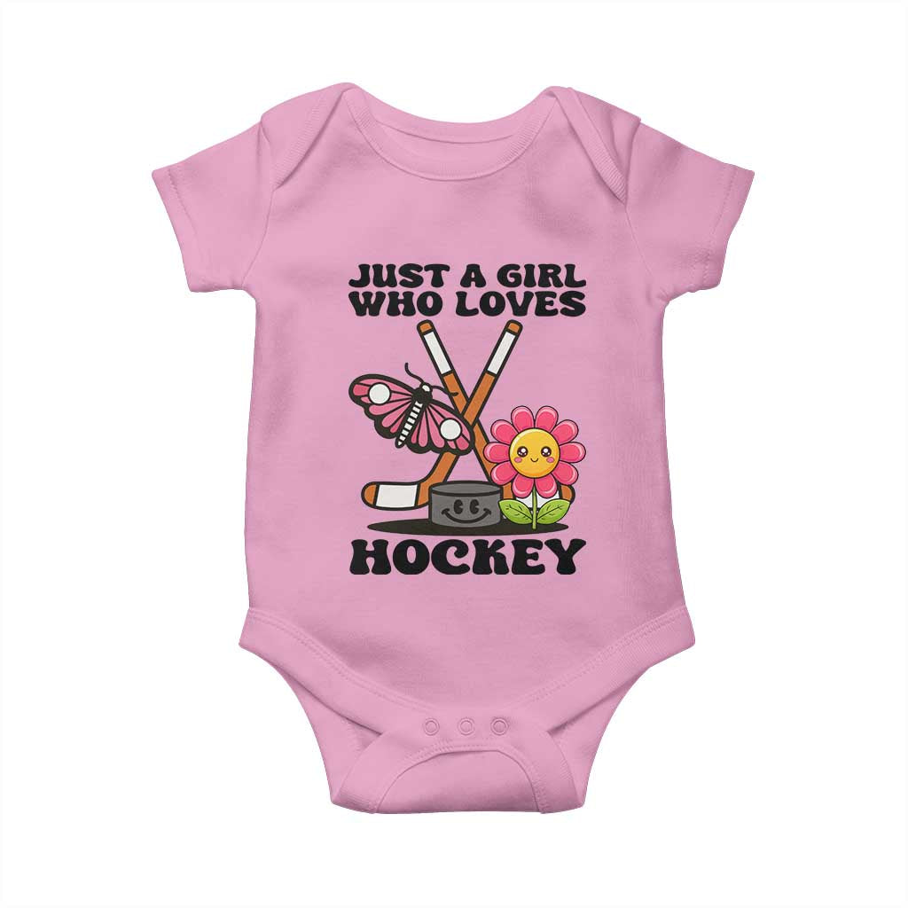 Just A Girl Who Loves Ice Hockey Baby Onesie Sports Lover Gift - Wonder Print Shop