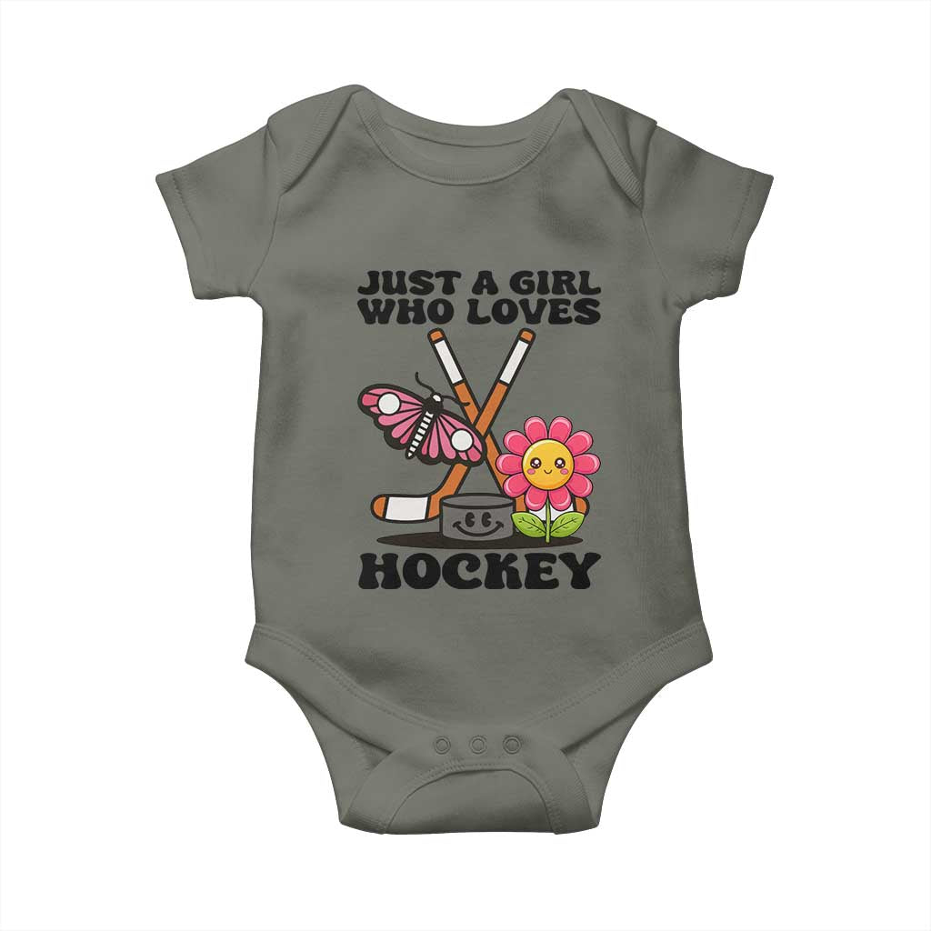 Just A Girl Who Loves Ice Hockey Baby Onesie Sports Lover Gift - Wonder Print Shop
