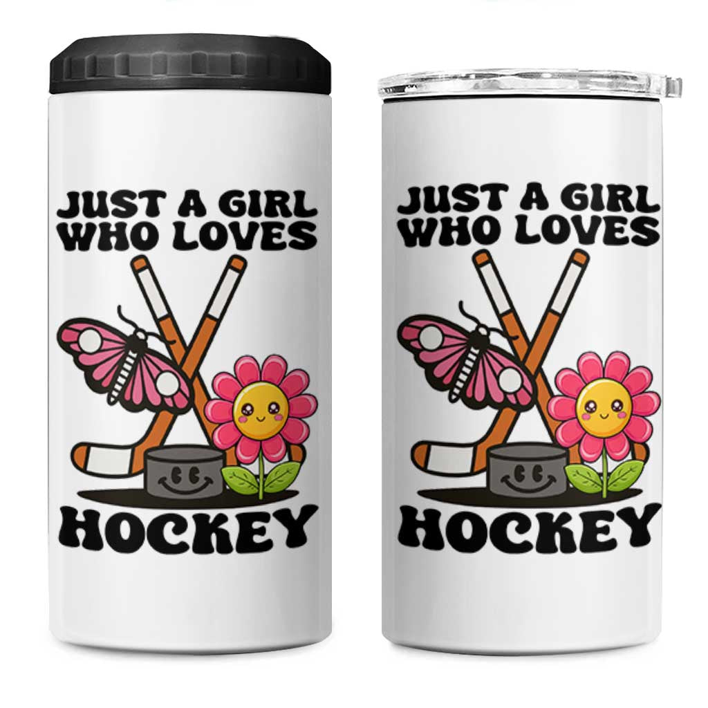 Just A Girl Who Loves Ice Hockey 4 in 1 Can Cooler Tumbler Sports Lover Gift - Wonder Print Shop