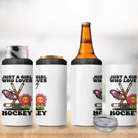 Just A Girl Who Loves Ice Hockey 4 in 1 Can Cooler Tumbler Sports Lover Gift - Wonder Print Shop