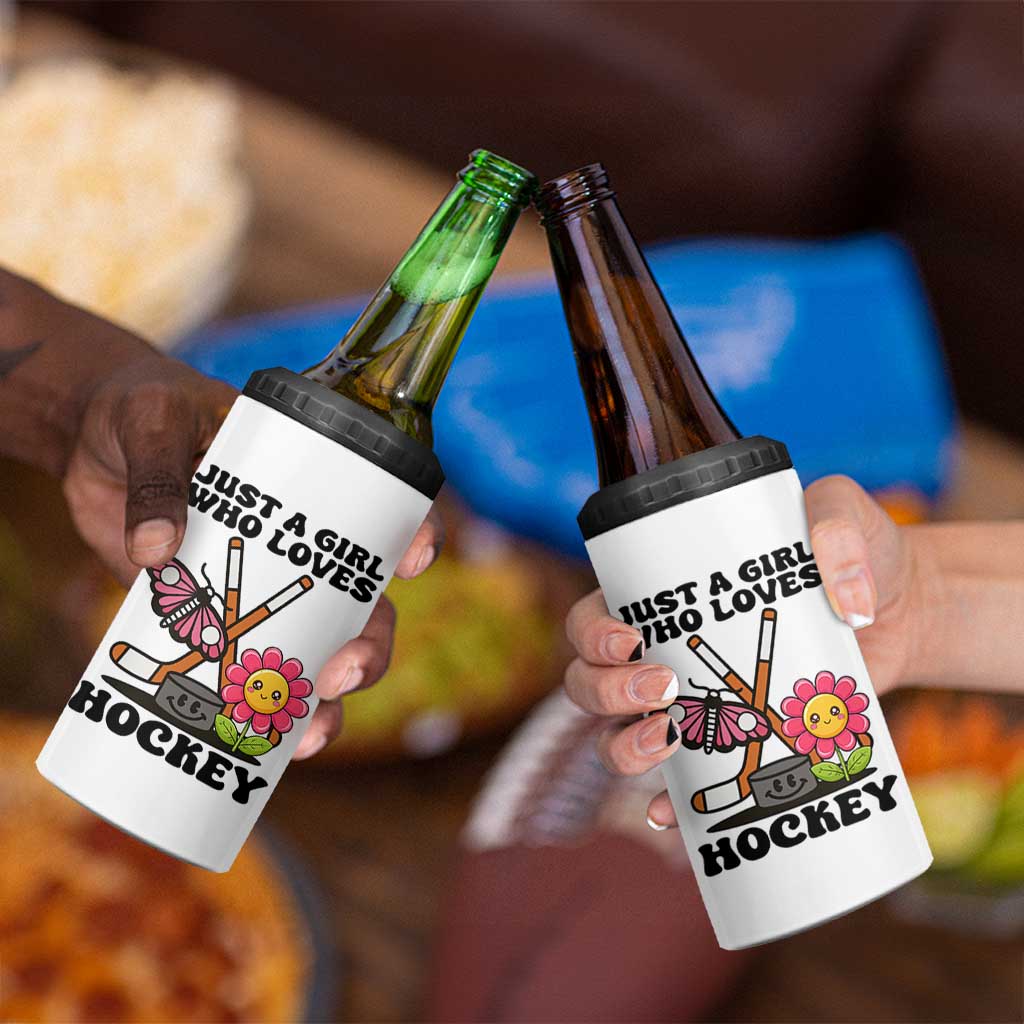 Just A Girl Who Loves Ice Hockey 4 in 1 Can Cooler Tumbler Sports Lover Gift - Wonder Print Shop