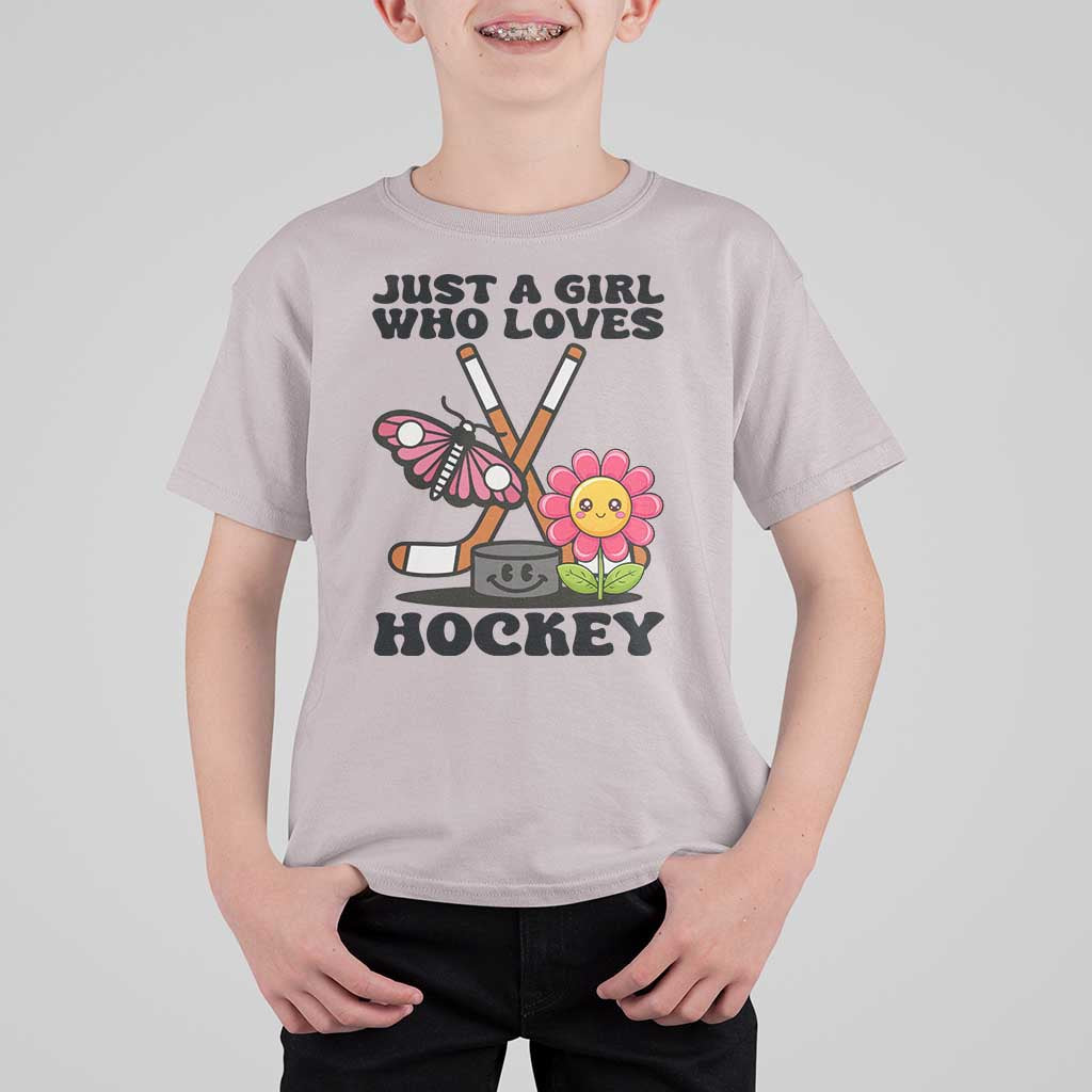 Just A Girl Who Loves Ice Hockey T Shirt For Kid Sports Lover Gift - Wonder Print Shop