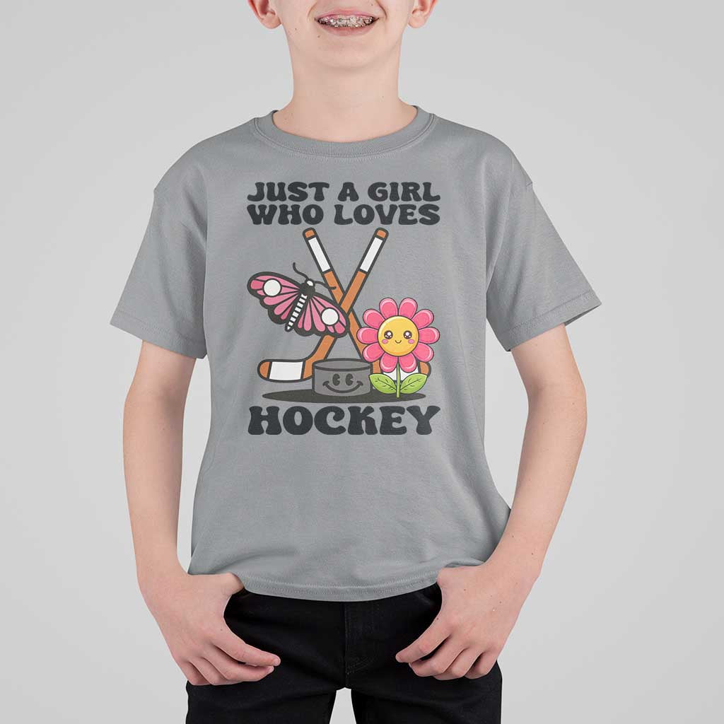 Just A Girl Who Loves Ice Hockey T Shirt For Kid Sports Lover Gift - Wonder Print Shop