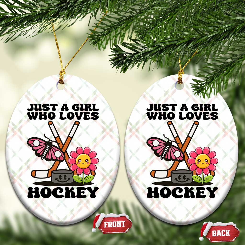 Just A Girl Who Loves Ice Hockey Ceramic Ornament Sports Lover Gift - Wonder Print Shop