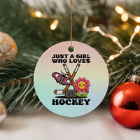 Just A Girl Who Loves Ice Hockey Ceramic Ornament Sports Lover Gift - Wonder Print Shop