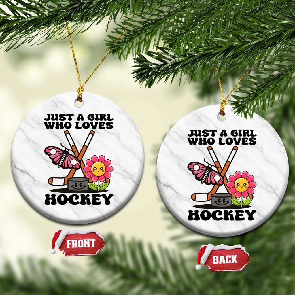 Just A Girl Who Loves Ice Hockey Ceramic Ornament Sports Lover Gift - Wonder Print Shop