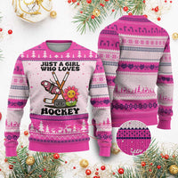 Just A Girl Who Loves Ice Hockey Ugly Christmas Sweater Sports Lover Gift - Wonder Print Shop