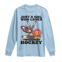 Just A Girl Who Loves Ice Hockey Long Sleeve Shirt Sports Lover Gift - Wonder Print Shop