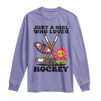 Just A Girl Who Loves Ice Hockey Long Sleeve Shirt Sports Lover Gift - Wonder Print Shop