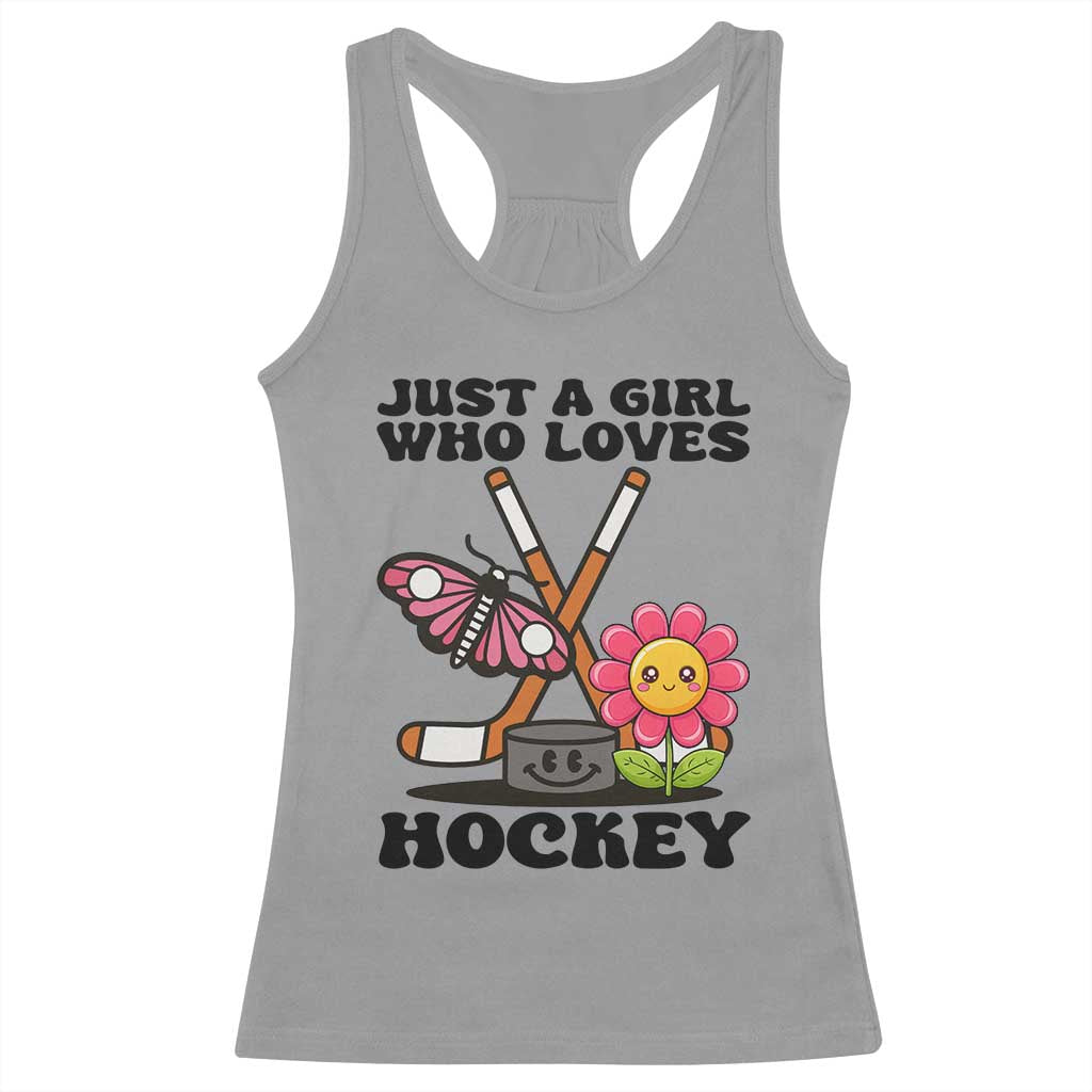 Just A Girl Who Loves Ice Hockey Racerback Tank Top Sports Lover Gift - Wonder Print Shop