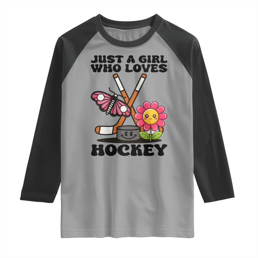 Just A Girl Who Loves Ice Hockey Raglan Shirt Sports Lover Gift - Wonder Print Shop