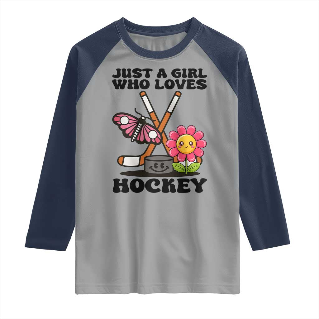 Just A Girl Who Loves Ice Hockey Raglan Shirt Sports Lover Gift - Wonder Print Shop