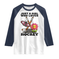 Just A Girl Who Loves Ice Hockey Raglan Shirt Sports Lover Gift - Wonder Print Shop