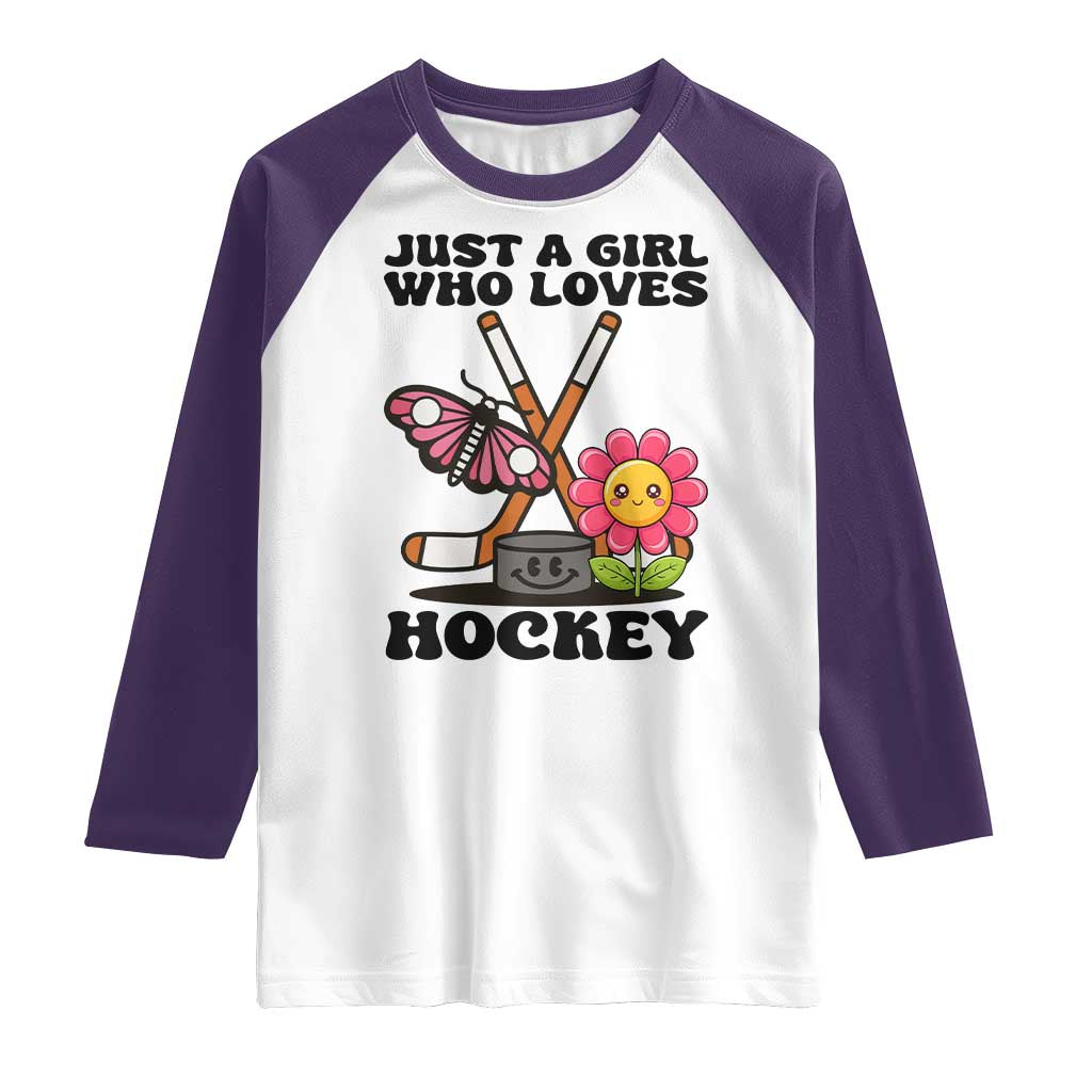Just A Girl Who Loves Ice Hockey Raglan Shirt Sports Lover Gift - Wonder Print Shop