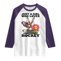 Just A Girl Who Loves Ice Hockey Raglan Shirt Sports Lover Gift - Wonder Print Shop