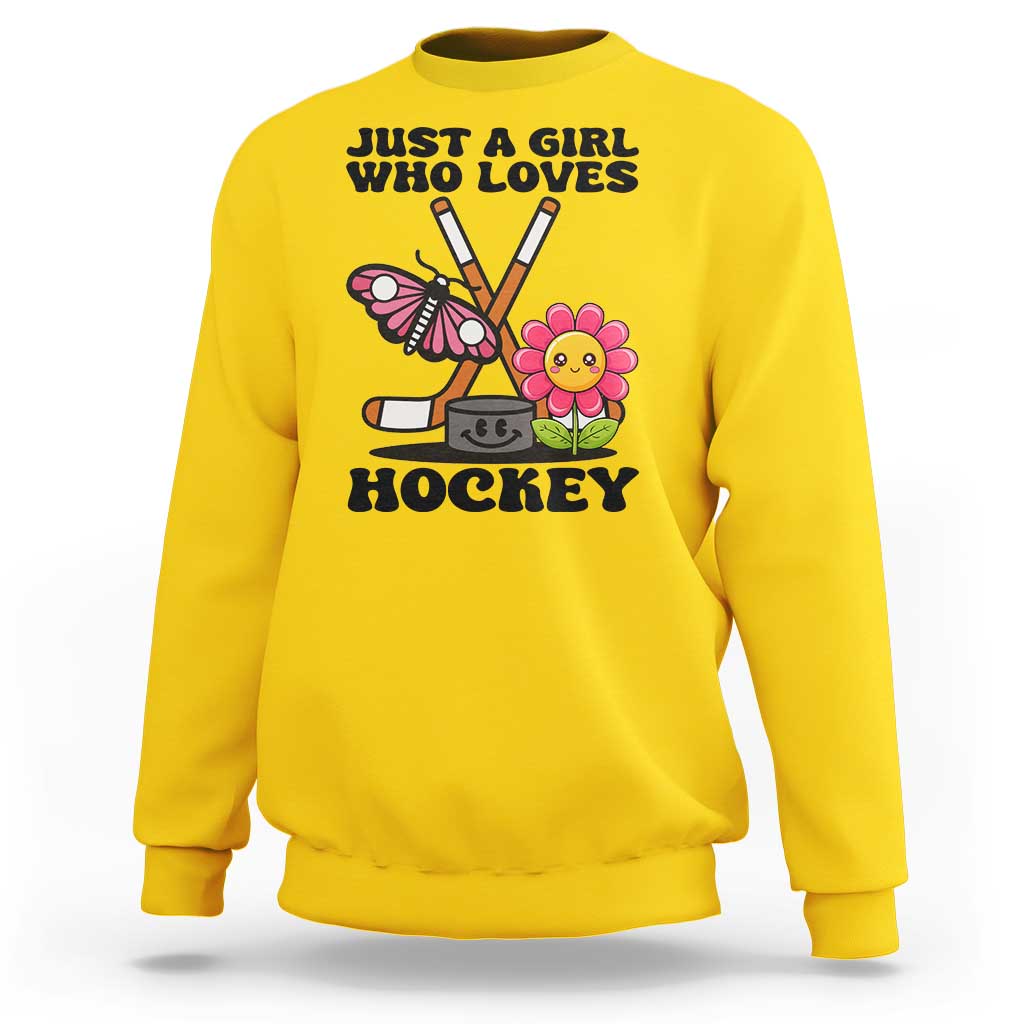 Just A Girl Who Loves Ice Hockey Sweatshirt Sports Lover Gift - Wonder Print Shop