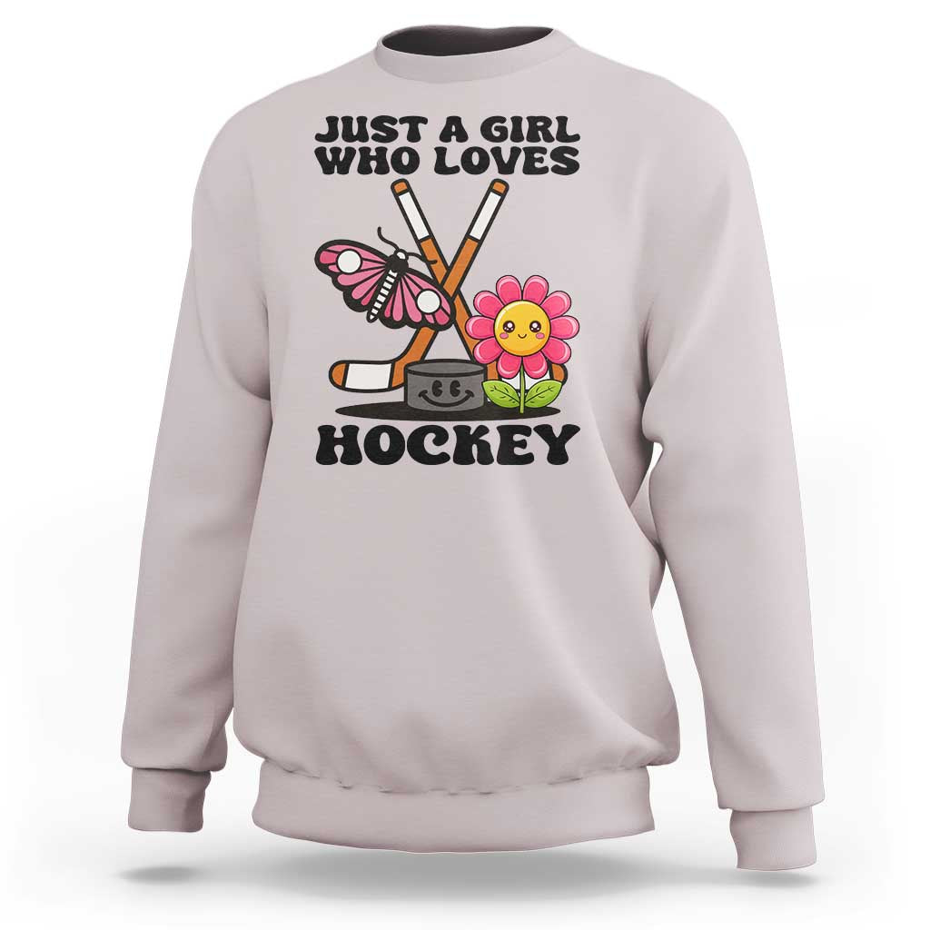 Just A Girl Who Loves Ice Hockey Sweatshirt Sports Lover Gift - Wonder Print Shop