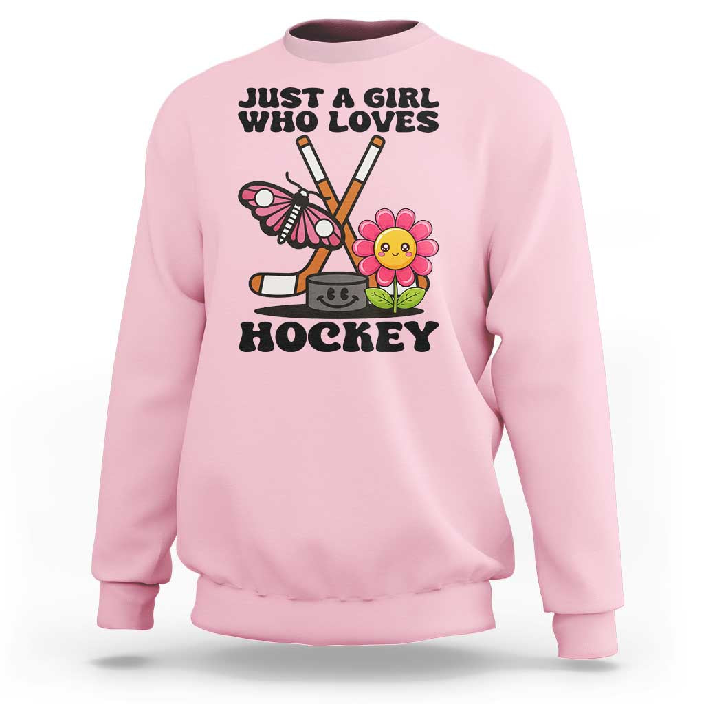 Just A Girl Who Loves Ice Hockey Sweatshirt Sports Lover Gift - Wonder Print Shop