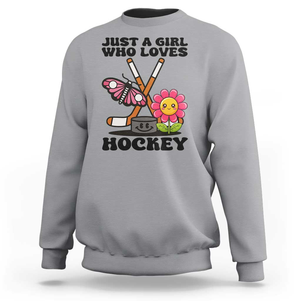 Just A Girl Who Loves Ice Hockey Sweatshirt Sports Lover Gift - Wonder Print Shop
