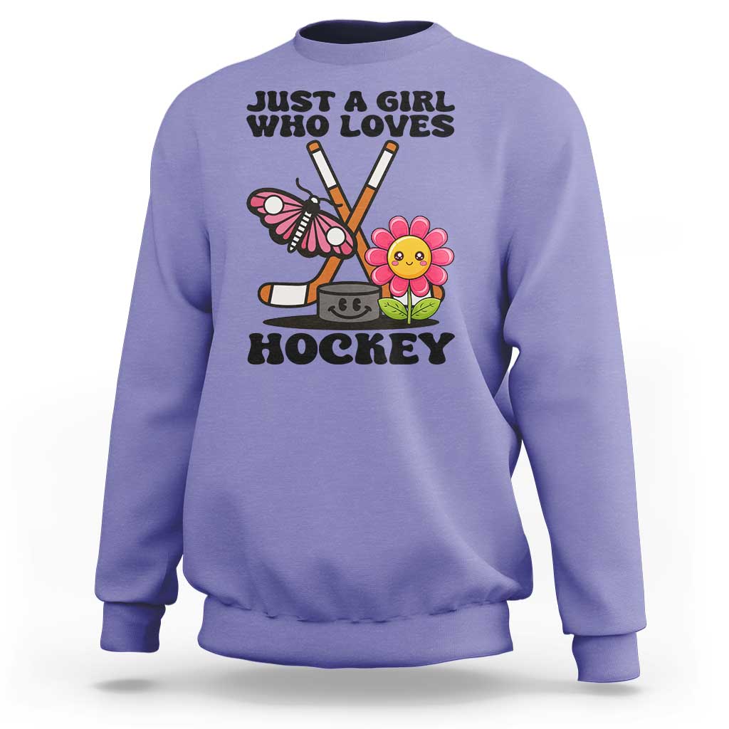 Just A Girl Who Loves Ice Hockey Sweatshirt Sports Lover Gift - Wonder Print Shop