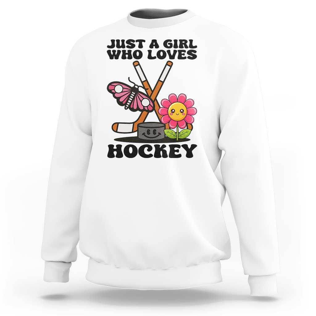 Just A Girl Who Loves Ice Hockey Sweatshirt Sports Lover Gift - Wonder Print Shop