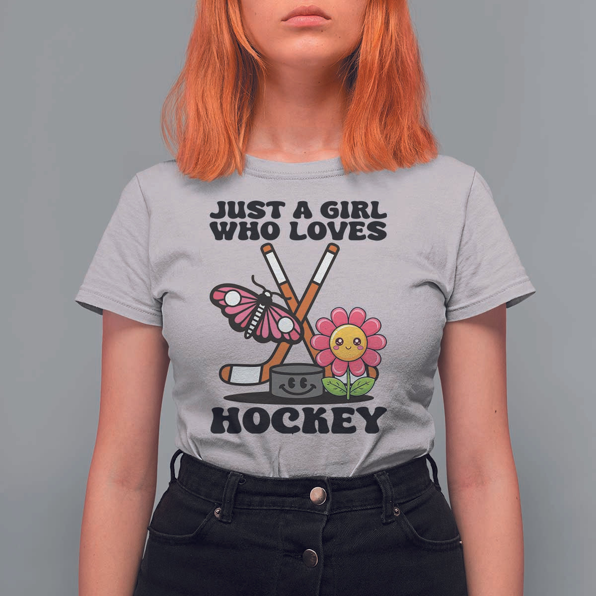Just A Girl Who Loves Ice Hockey T Shirt For Women Sports Lover Gift - Wonder Print Shop